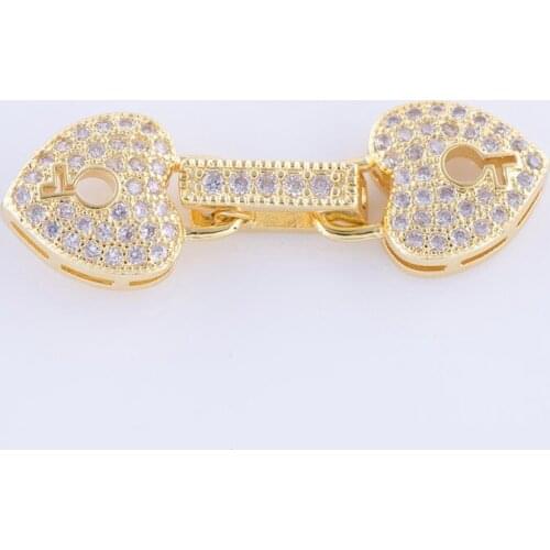 Key Heart shape beads clasp diy jewelry fastener folding clasps for making pearls beaded necklaces bracelets components findings