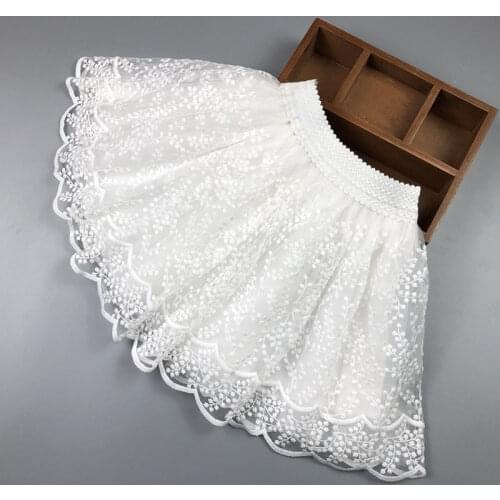 Girls Summer Lace Skirt Embroidered Skirts White Black Tutu Fluffy Pettiskirt Kids Princess Party Dance Skirt Soft Tutu Flowers