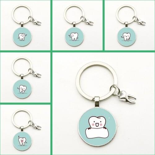 2020 Fashion Cute Dentist Tooth Pendant Keychain Dental Souvenir Key Ring Girl Jewelry DIY Charm Bag Gift for Woman Key Chain