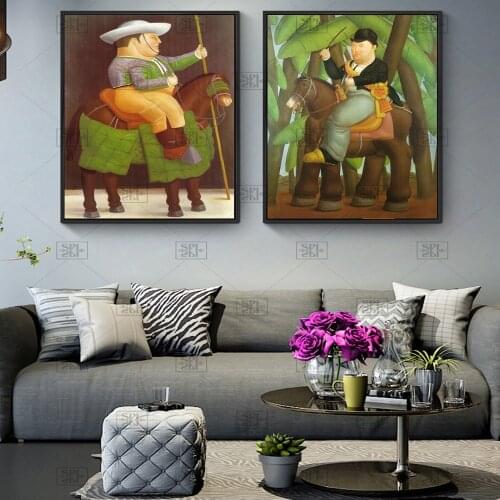 Cartoon Canvas Art Posters and Prints The President and First Lady By Fernando Botero Oil Paintings Funny Art Pictures Cuadros