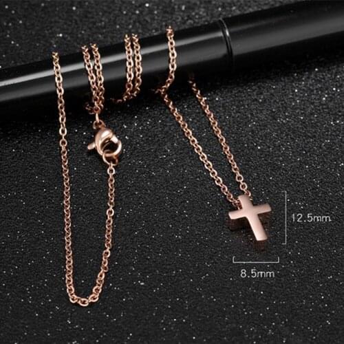 New Charming 316L Stainless Steel Rose Gold Simple Cross Gift Ladies Women Pendant Necklace Free Cross Chain 24" Christmas Gift