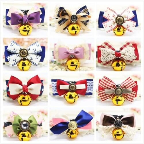 Pet dog cat collar dog jewelry cat collar adjustable shoulder strap pet dog bow tie bell puppy dog bow tie dog pet supplies