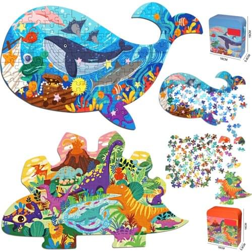 Jigsaw Puzzles Whale Dinosaur Shaped Cardboard for Animal Lovers Educational Toys Gift for Boys Girls with Box 59*37cm 108 Pcs