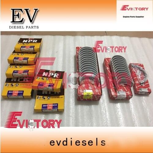 For Isuzu 6HE1-TC 6HE1 6HE1T Japan Piston ring and main crankshaft bearing+con rod bearing trust bearing