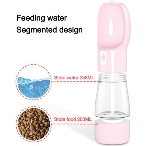 Pet Portable Dog 2 In 1 Bottle Folding Bowl Drinking Cup Multifunctional Utensils Dog Hanging Outdoor Water Cups Accessories
