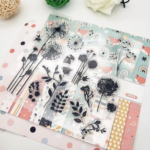 14x14cm Dandelion Clear Stamps Transparent Seal Silicone Seal TPR Christmas Wedding Roller Stamps DIY Scrapbook Album Card