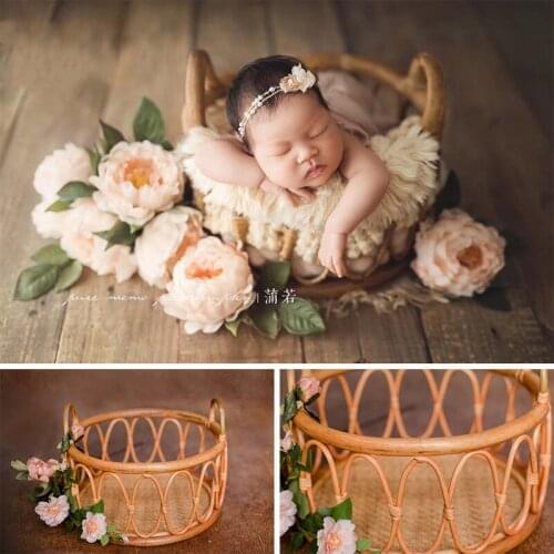 Newborn photography props basin frame container photo studio photo woven basket baby photo auxiliary props shooting