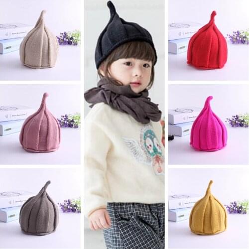 Candy Color Baby Hat Cute Autumn Winter Pointy Wool Hats for Kids Boys Girls Knitted Warm Soft Beanie Cap Christmas Gifts