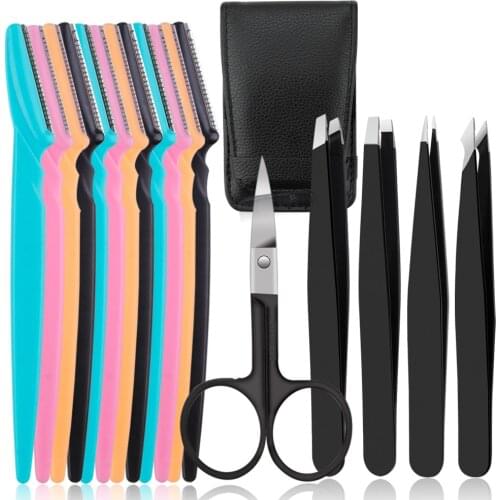 Eyebrow Trimmer Blade Shaver Portable Face Razor Eye Brow Tweezer Set Epilation Hair Removal Cutters Safety Razor Woman Makeup