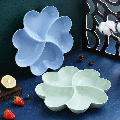 Heart Shaped Fruit Platter Plastic grid plate dry fruit tray candy dish dessert plate Household kitchen supplies Creative dish