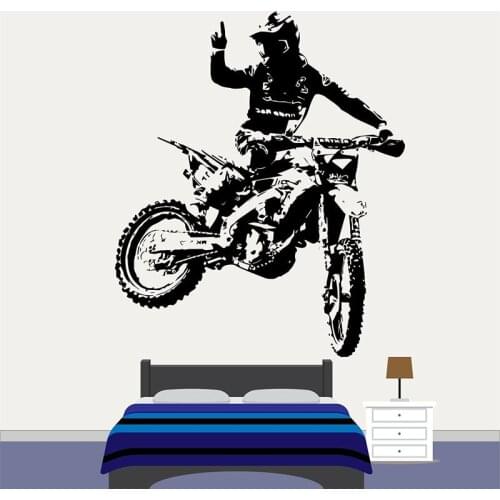 Motocross Motorbike Vinyl Wall Art Stickers Dirt Bike Window Decal Cool Style Boys Bedroom Club Man Cave Home Decoration E388