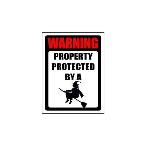 Vintage Metal Tin Signs, Warning Property Protected by a Witch Vintage Style Retro Shabby Chic Vintage Style Picture Metal Wall