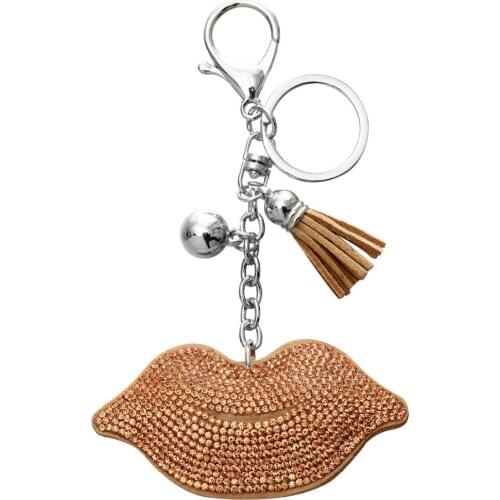 2020 brand Cloth Lips Handmade Cute gold keychain for Women Car Pendant hot Girl Statement fashion Jewelry Bag key chain