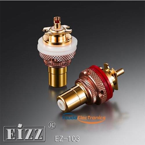 2pcs 1pair EIZZ EZ-103 24K Gold plated RCA Terminal Jack Panel mount with transparent Cap
