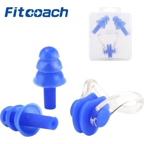Two in one,5 Colors Soft Silicone Swimming Set Waterproof Nose Clip + Ear Plug Earplug Useful