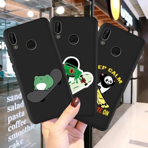 2021 Skateboard Frog Dinosaur Cute cartoon for Huawei P50 P40 P30 P20 P10 P8 Lite 2017 Mate 30 20 10 Lite Pro Phone Case Coque