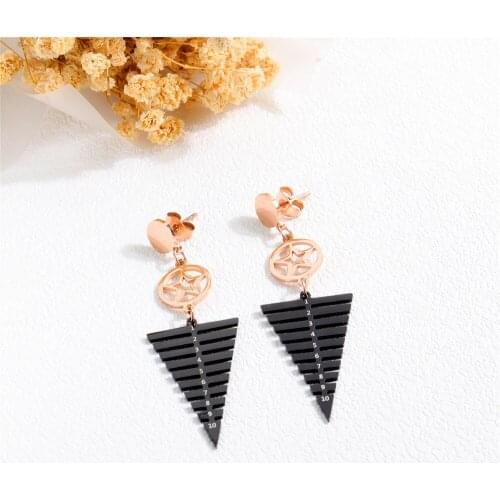 Stainless Steel Acrylic Fish Bones Decorating Earring Rose Gold Color Hanging Dangle Earrings New Fashion Jewelry Gift for Women