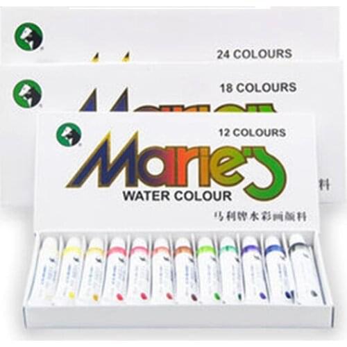 Maries Watercolor Paint Set 12/18/24/36 Colors 5ML/12ML Tube Transparent Fine Safe Non-toxic Water Painting Pigments For Kids
