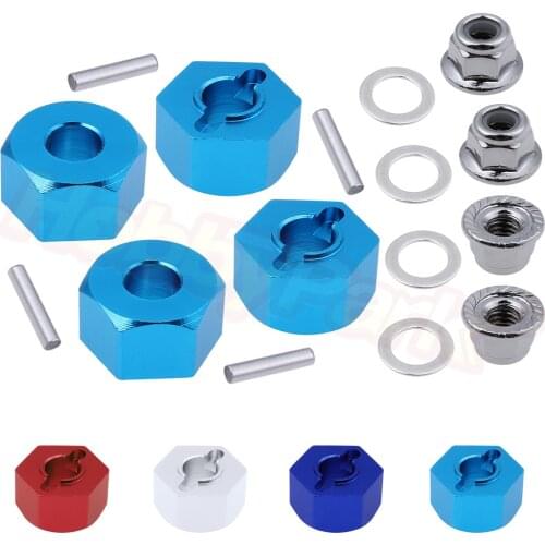 Aluminum Hex Wheel Hubs Pins and M4 Flanged Lock Nuts Washers Set for Traxxas Slash 2WD 1/10 Upgrade Parts Replace 1654 3654
