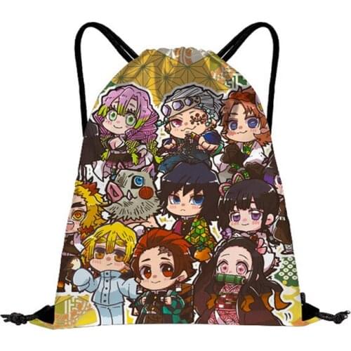 Anime Demon Slayer Kamado Tanjirou Nezuko Drawstring Bag Tokitou Muichirou Tomioka Giyuu Backpack Light Shopping Bag