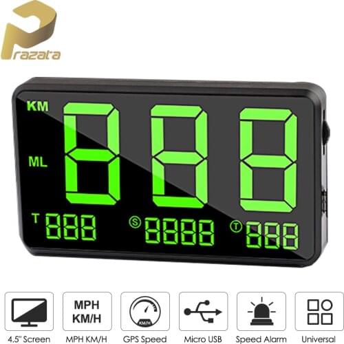 HUD Display Car GPS Speedometer Automatic Record Mileage 4.5 Inch Head up Display Overspeed Alarm Plug and Play Adjust Brightnes