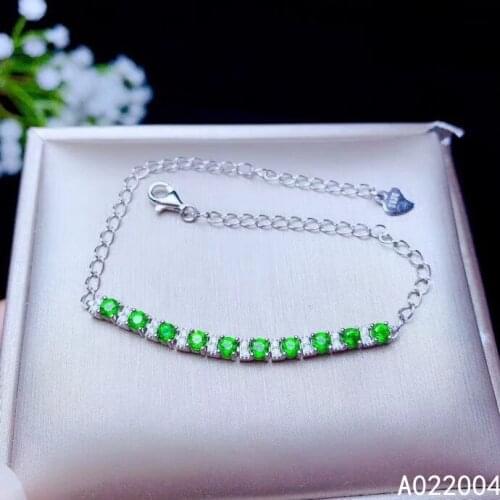 KJJEAXCMY Fine Jewelry 925 Sterling Silver inlaid diopside women hand bracelet trendy support detection