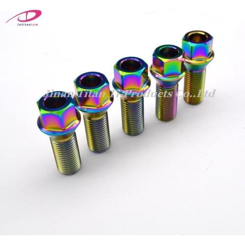 Colorful cone mouth Gr5 titanium wheel bolt for car M12*1.25