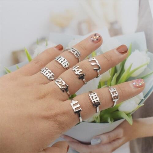 Wholesale 9pcs/set Engagement Gifts Adjustable 444 Rings For Women Jewelry Stainless Steel Angel Number Ring Bague Femme 2020
