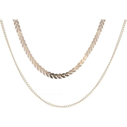 Korean Fashion Necklace 2020 New Temperament Necklace Wild Fishbone Chain Sequined Short Double Layer Necklace Pingente Menina
