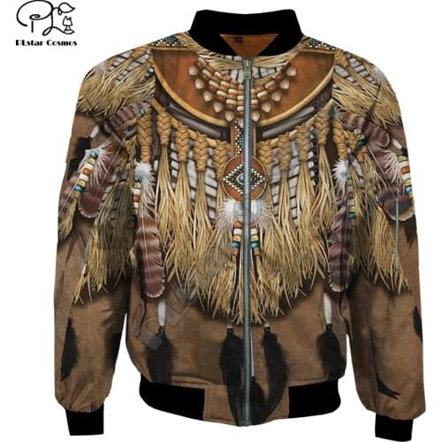 Native Indian 3D print Mens women bomber jackets USA Size plus thick Flight Jacket casual unisex Harajuku zipper coat outwear