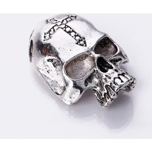 1 Pieces 35*24mm Handmade DIY Metallic Material Skull Head Necklace Pendant Charms For Jewelry Making
