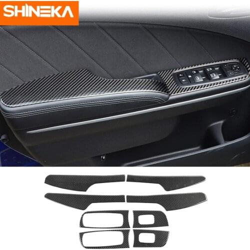 SHINEKA Interior Mouldings for Dodge Charger 2015+ Real Carbon Fiber Door Armrest Panel Trim for Dodge Charger 2015-2019