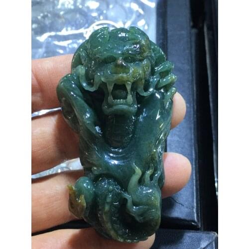 Natural 7A Myanmar jade Handcarved jade dragon emperor green jade pendant jade necklace men pendants jewelry jade necklaces