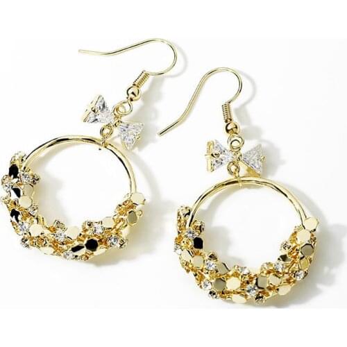 2021 new clip earrings Hansens no ear hole temperament female geometric round bow 925 Silver Hook ear hook