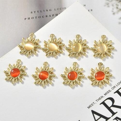 Minimum order 40pcs/lot opal decoration sun shape alloy floating locket charms diy jewelry earrings/necklace accessory