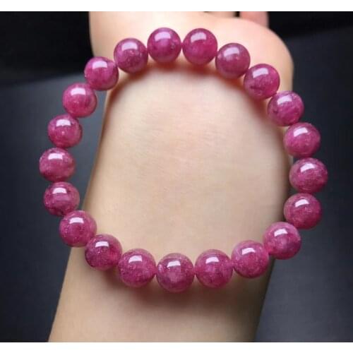 9.3mm Genuine Natural Red Tourmaline Quartz Bracelet Rare Clear Round Beads Women Men Pink Tourmaline Stone AAAAAA