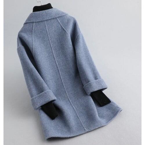 Winter Autumn 2020 Wool Women Elegant Fashion Double-sided Ladies Coat Casaco Feminino KQN42609-2 Pph462