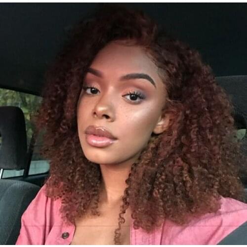 QUINLUX WIGS Brown Afro Curly Wigs Cosplay Show For Black Women Synthetic Lace Front Wigs Heat Fiber Daily Use Shoulder Length