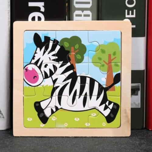 11*11CM Kids Toy Wood Puzzle Wooden 3D Puzzle Jigsaw For Children Baby Cartoon Animal Puzzles Educational Toys