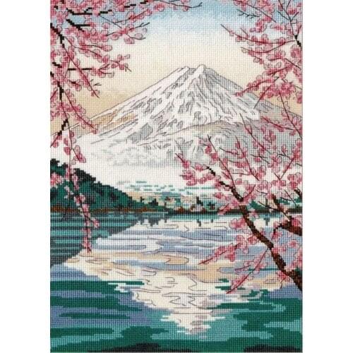 Popular Embroidery Fujiyama and Lake Kawaguchi Cross Stitch Supplies Online with 100% Cotton Floss &Free Shipping for Wall Decor