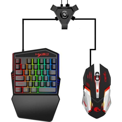 32 Keys Wired Keyboard / Optics Mouse Converter For PUGB Gaming Keyboard P5 AdapterLED Color Backlight for Android Mobile Game