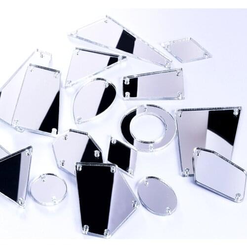Punching Sale! 50pcs Crystal Mirror Sew On Rhinestones Irregular Acrylic Mirror Sew On Stones Crystal Sewing For Clothing B0935