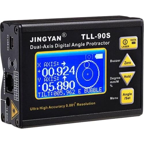 TLL-90S High Precision Laser Level Gauge LCD Display Angle Meter, Dual-axis Digital Laser Level Inclinometer, Accuracy ±0.005