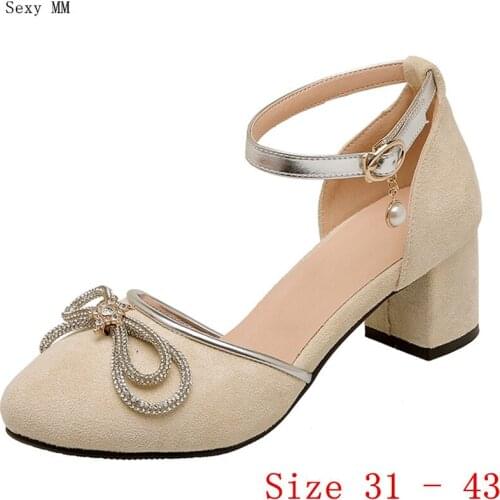 Med High Heels Women Pumps High Heel Shoes D'Orsay Woman Wedding Shoes Small Plus Size 31 32 33 - 40 41 42 43
