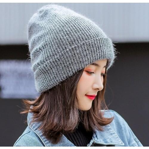 Knit hat ladies hat autumn and winter thick warm dome Korean fashion all-match woolen hat curling ear protection soft