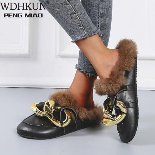 WDHKUN Baotou Half Drag Women 2021 New Spring/summer Metal Chain Outdoor All-match Slippers Fashion Outer Wear Ms Sandals