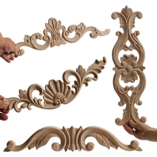 WMQE Unpainted Wood Carved Applique Beautiful Carving Decal Garden Fence for Home Furniture Wall Door Frame Cabinet Decor