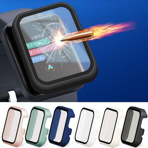Shiny Hard Shell Edge Glass Screen Protector Case Frame For Xiaomi Mi Watch Lite/Redmi Watch Protective Bumper Cover Accessories