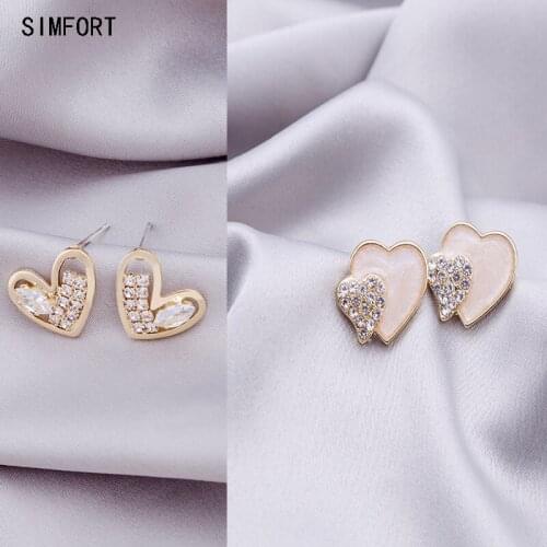 Womens 925 Silver Pin Earring Love Diamond Hollow Peach Heart Elegant Fashion Simple Personality Alloy Decoration Jewelry Gift