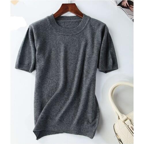 New Arrival Summer Cashmere Wool Sweater Spring Autumn Women Solid Short Sleeve O-neck Pullovers Jumper Knitted Sweaters